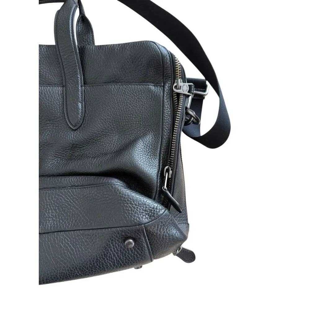 Coach Unisex Black Pebbled Leather Hamilton Business Travel Briefcase OS